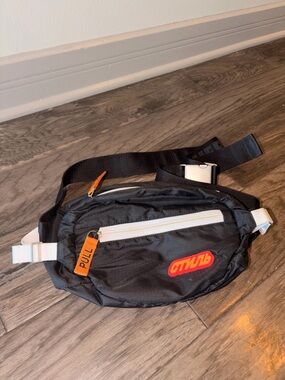 Heron Preston -Black Waist Pack with Orange Accents